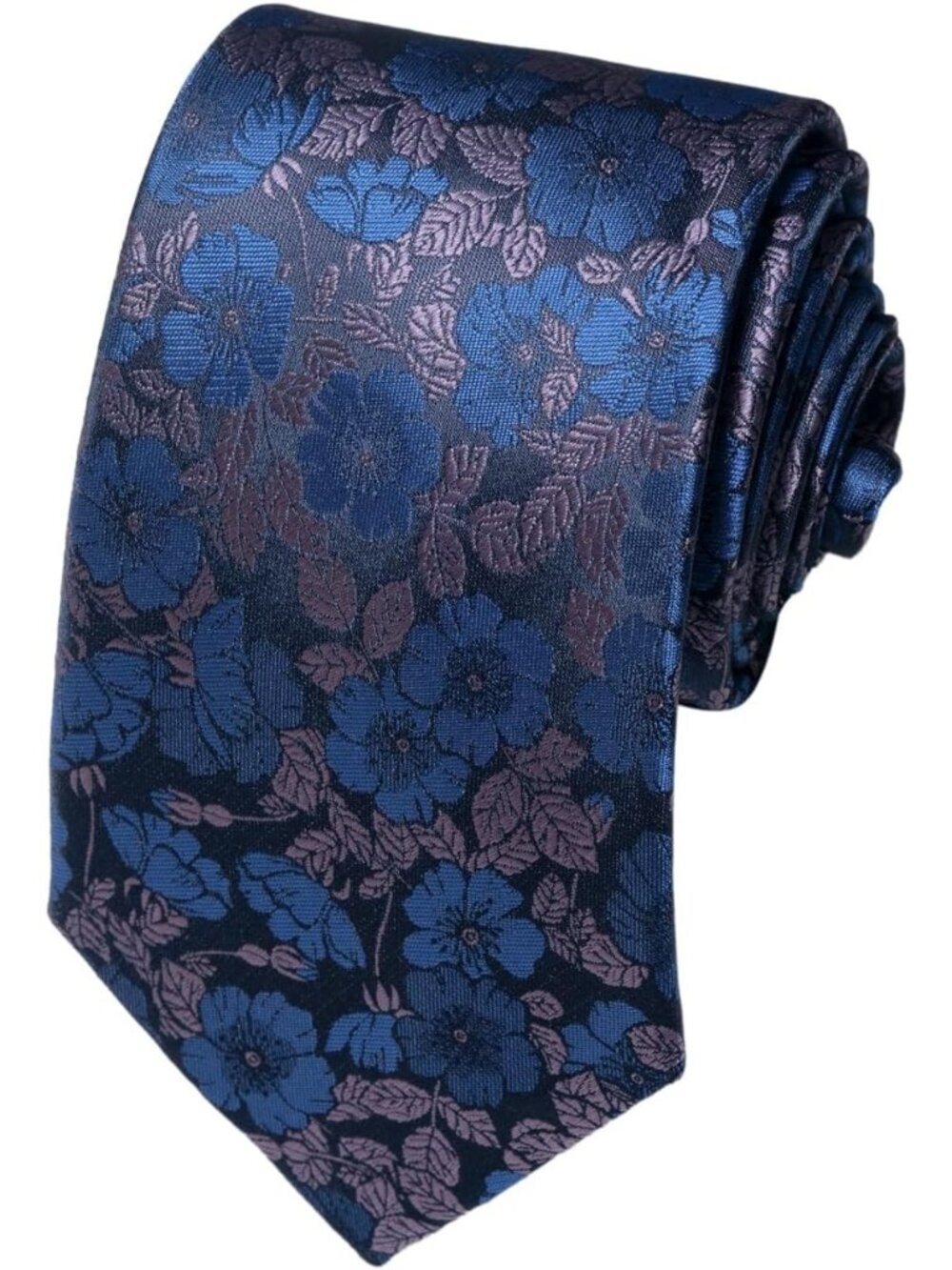 Men's Blue & Purple 100% Microfiber Floral Jacquard Formal Necktie For Business